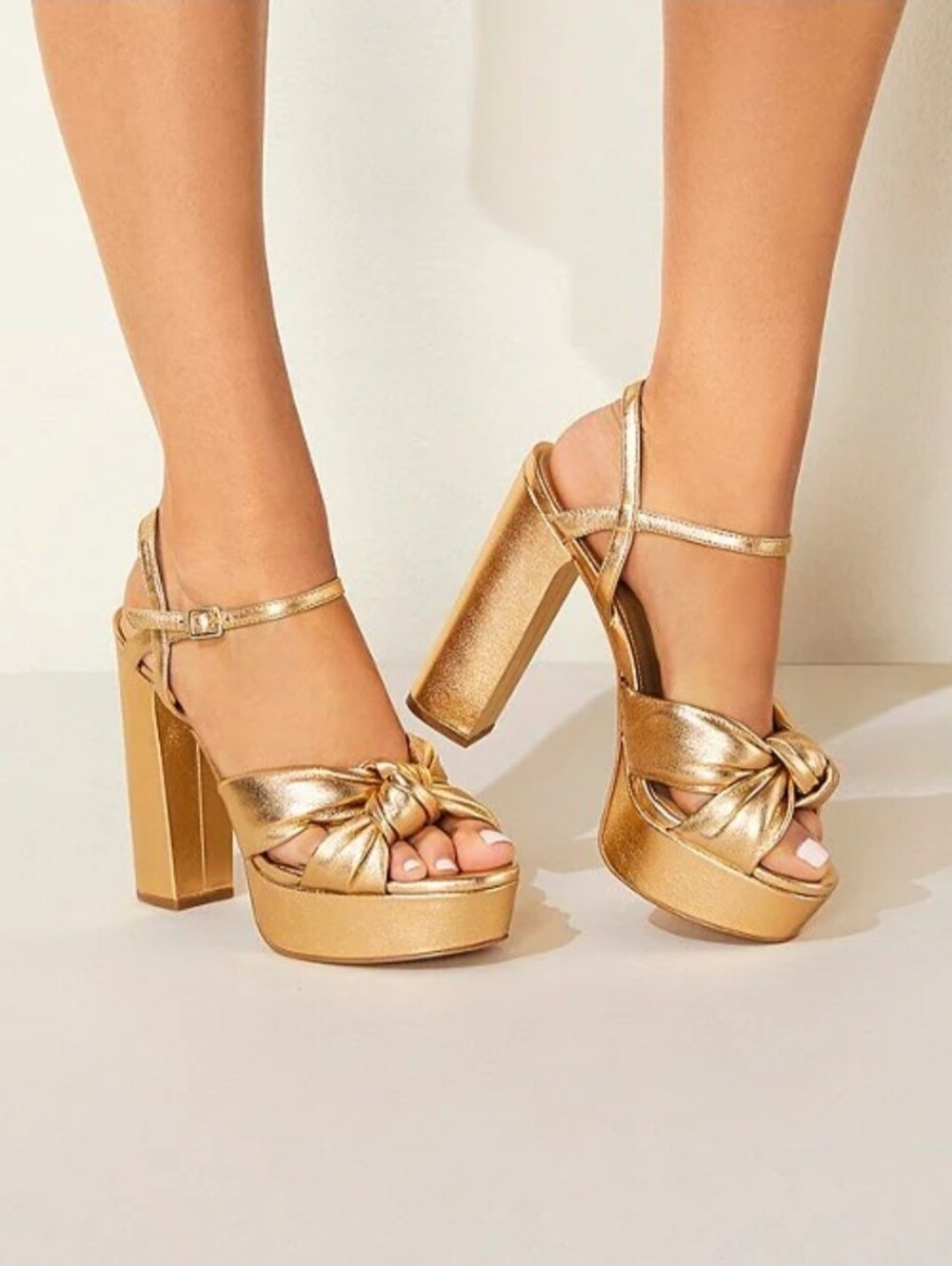 Michael Kors Josie Metallic Leather Knot Ankle Strap Platform Sandal Size 11 NEW